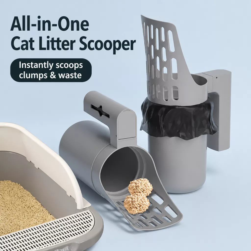 All-in-One Cat Litter Scoop with Bag Roll Holder