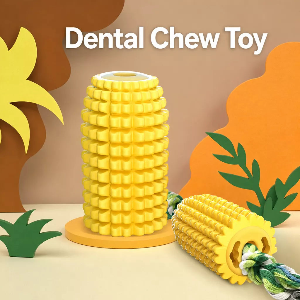 Corn-Shaped TPR Dog Chew Toy with Optional Squeaker
