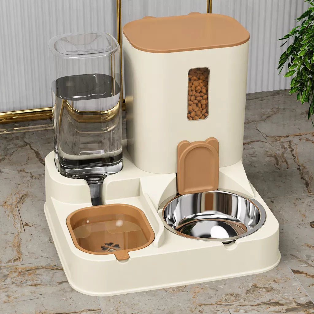 Automatic Pet Feeder with Dual Food and Water Bowls