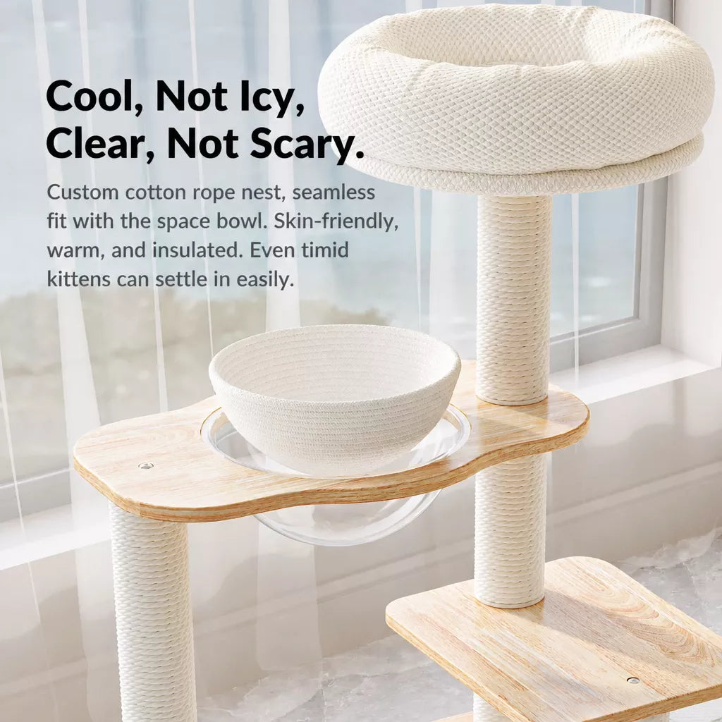 Wooden Cat Tree with Enclosed Hideaway and Removable Washable Parts