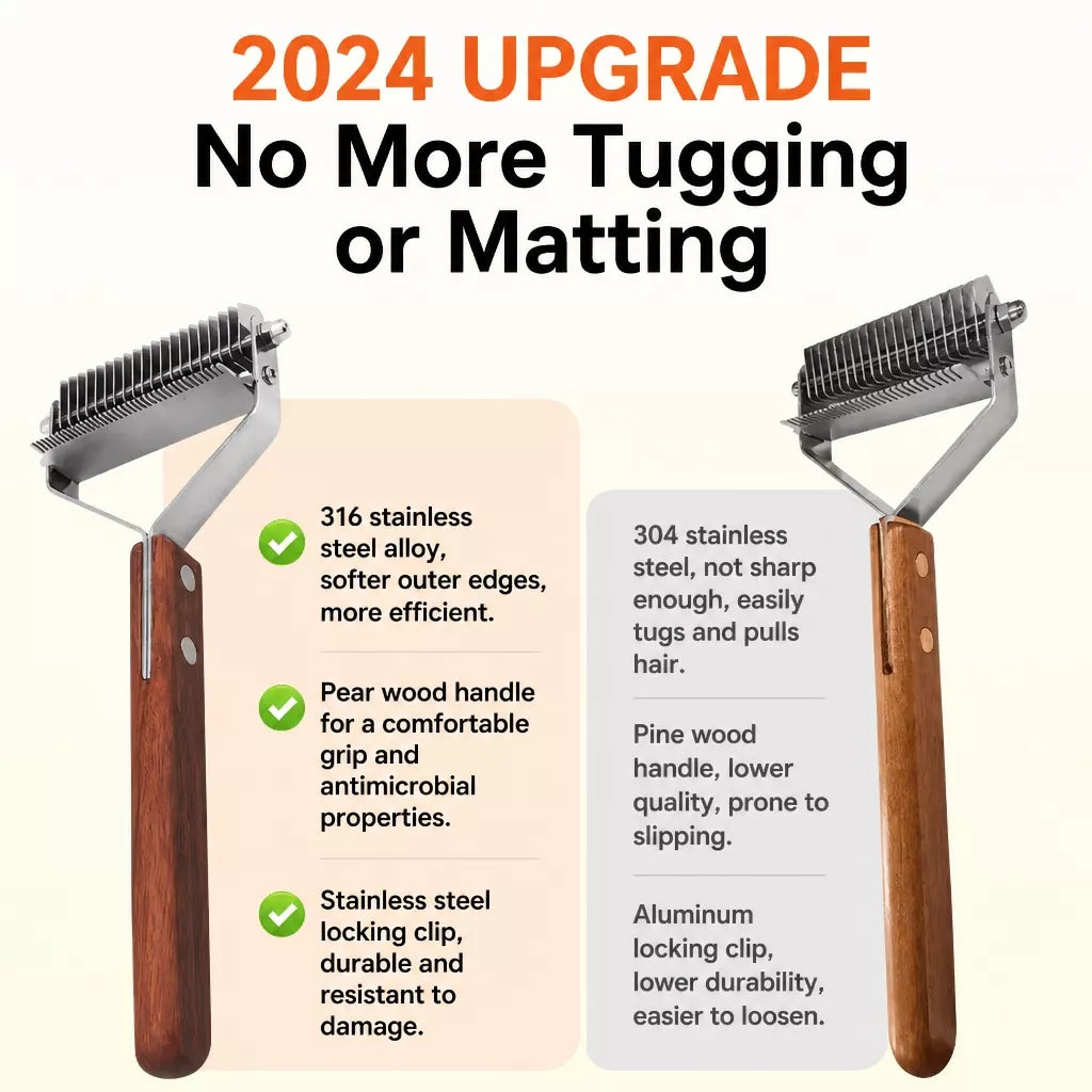 Double-Sided Dematting Comb for Medium to Large Dogs