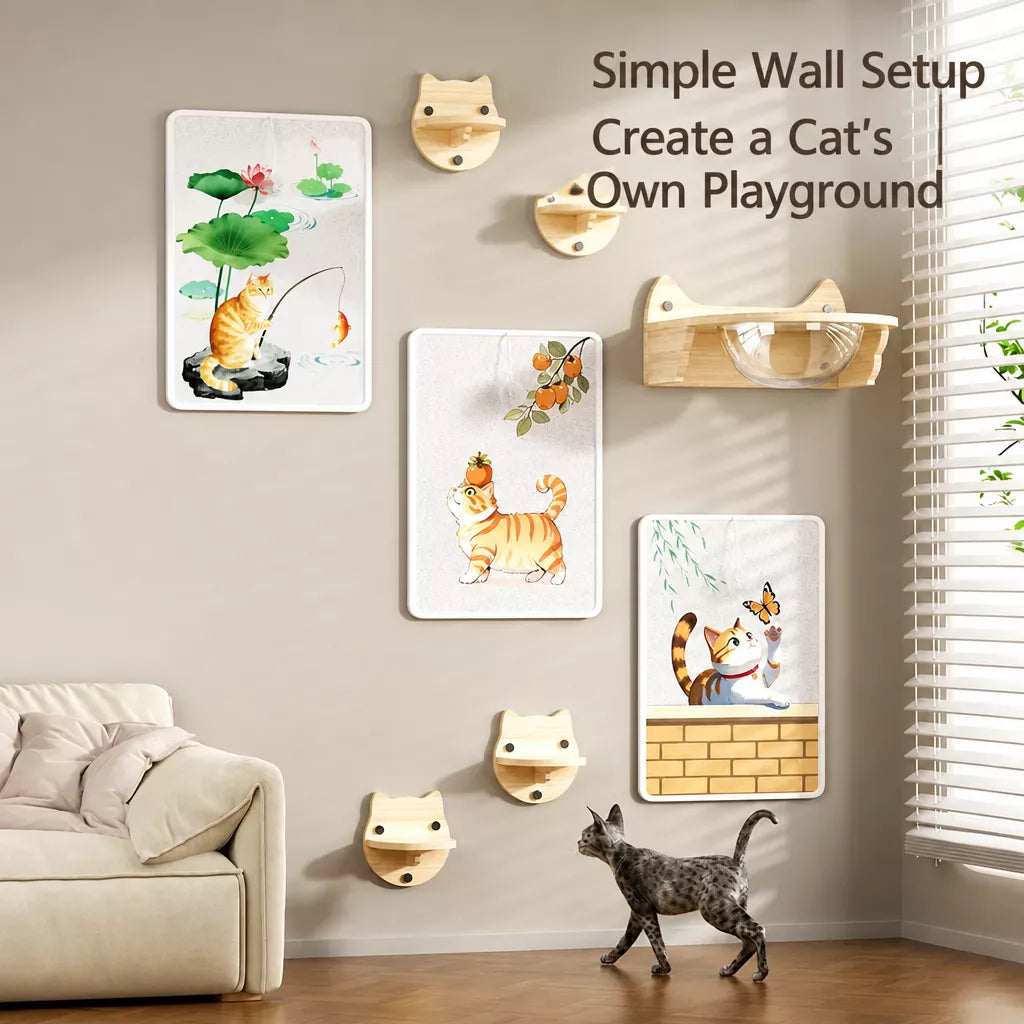 Adhesive Wall-Mounted Cat Scratcher with Braided Cotton Rope