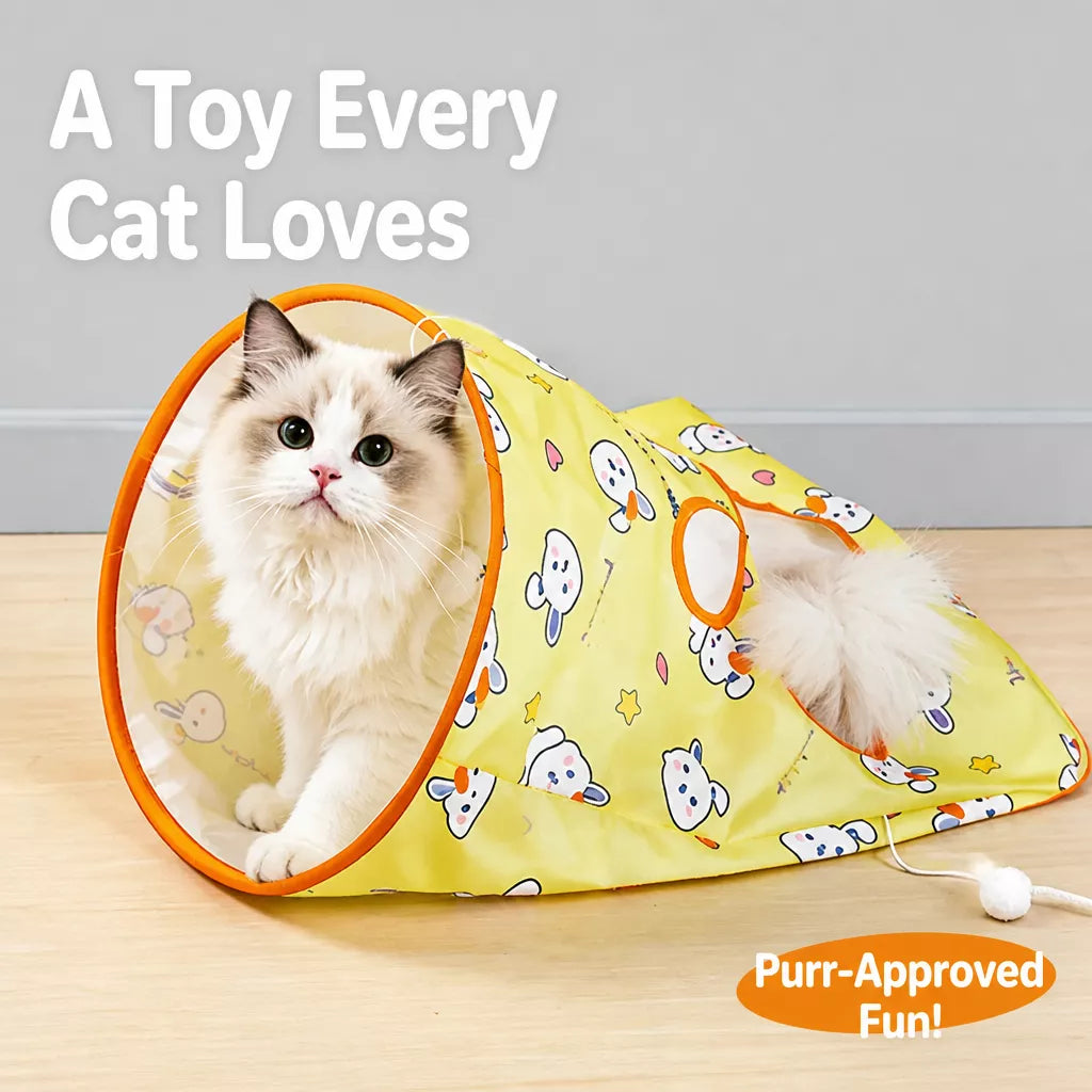 Crinkle Cat Hideaway Bag & Play Tunnel
