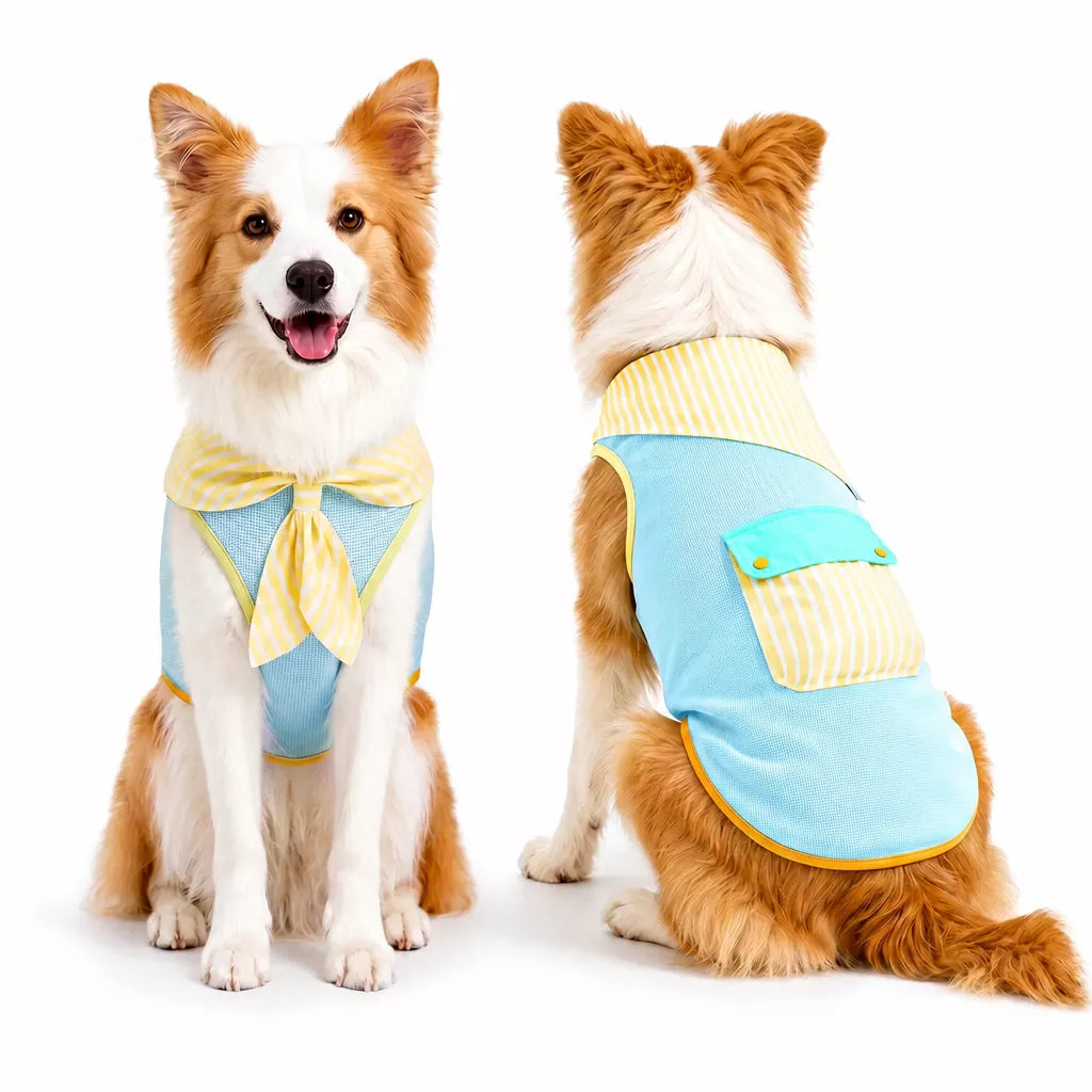 Cotton-Linen Bow Tie Dog Vest