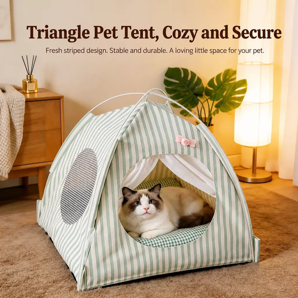 Indoor Tent Bed for Cats and Dogs with Reversible Cushion
