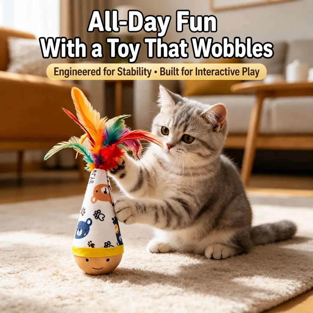 Wobble Cat Toy with Feather Teaser