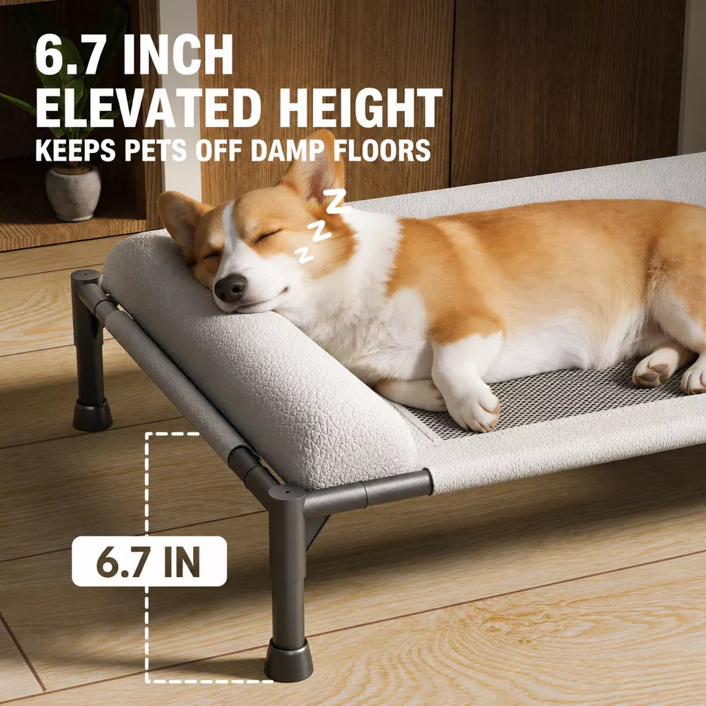 Elevated Faux Leather Dog Bed with Removable, Washable Design