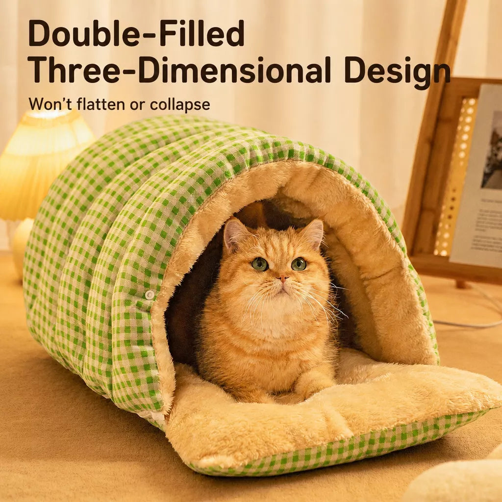 Semi-Enclosed Cat & Small Dog Bed with Removable, Washable Design
