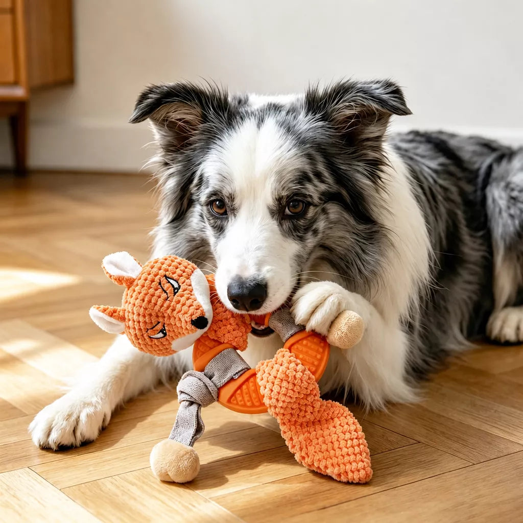 Squeaky Plush Dog Toy for Chewing and Play