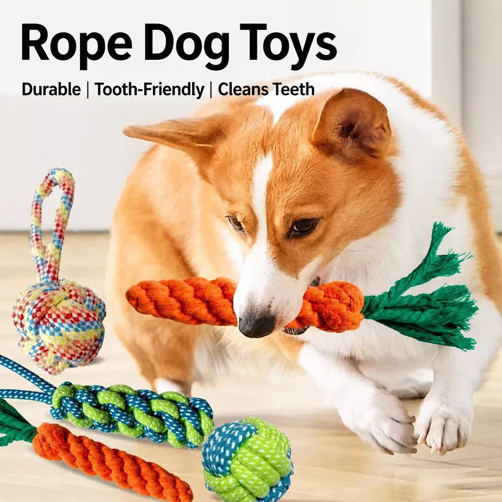 Squeaky Rope Chew Toys for Small and Medium Dogs