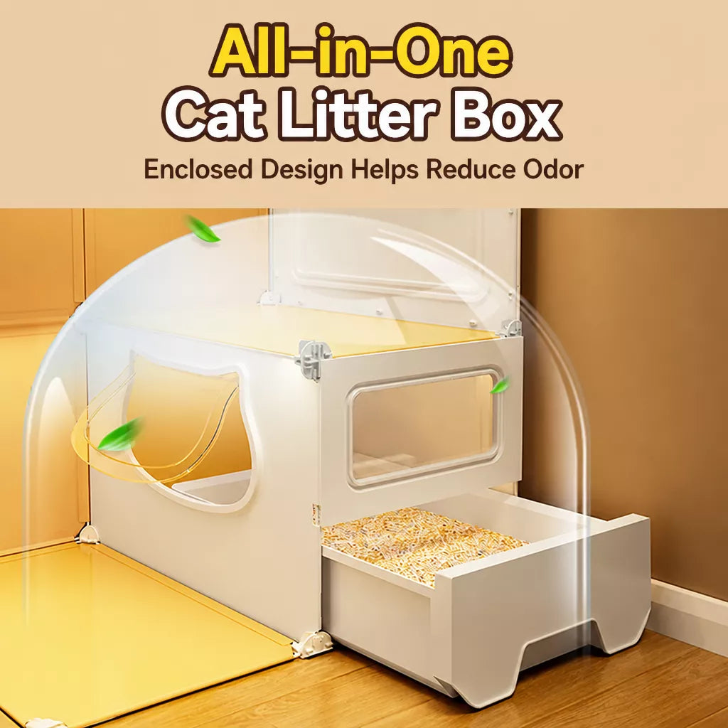 Indoor Cat Enclosure with Litter Box Area