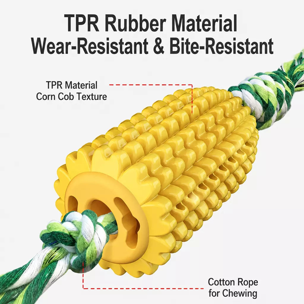 Corn-Shaped TPR Dog Chew Toy with Optional Squeaker