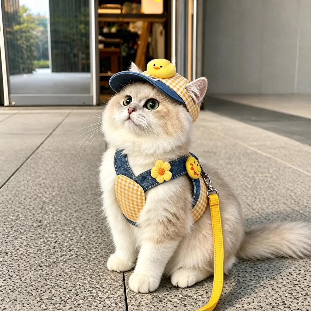 Pet Harness Vest and Hat Sets with Leashes