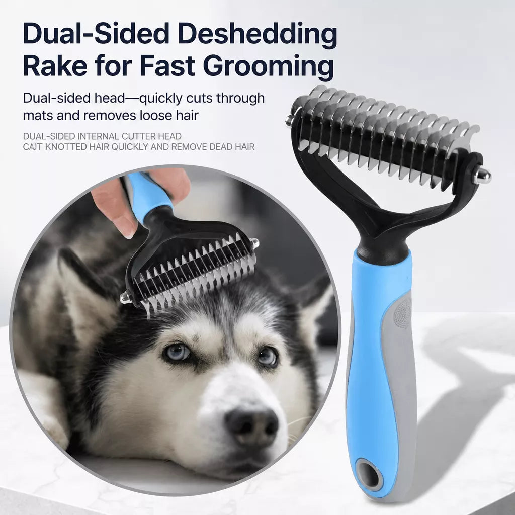 Pet Dematting and Deshedding Comb for Dogs and Cats