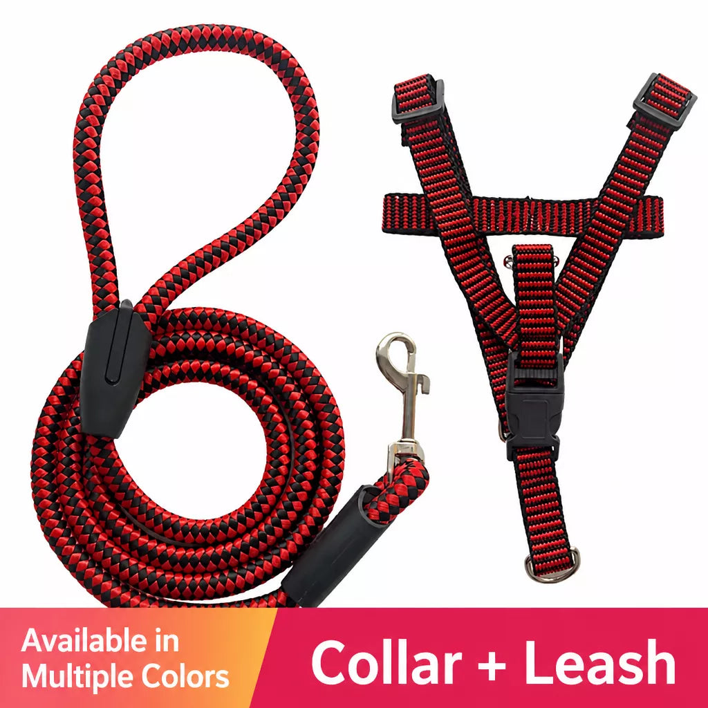 Adjustable Nylon Dog Harness and Leash Set