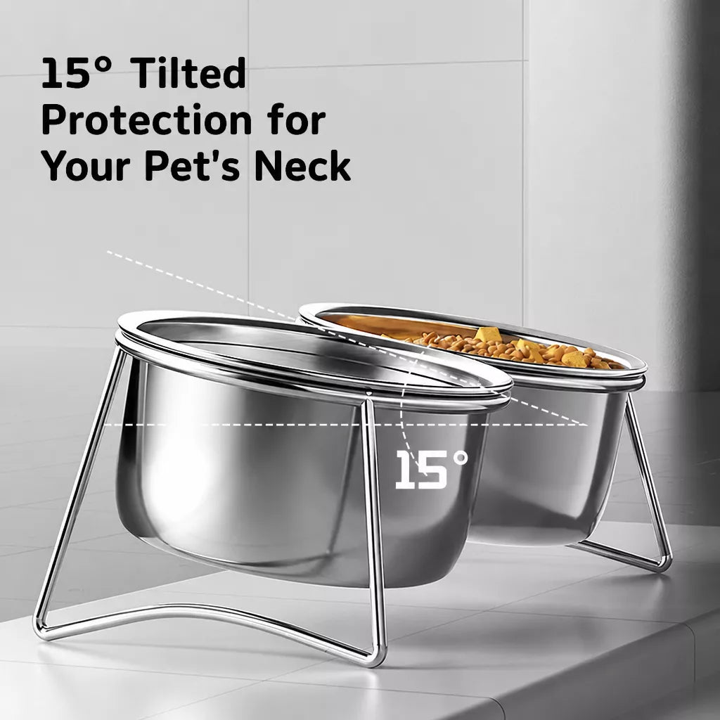 Elevated Stainless Steel Pet Bowl Stand for Dogs & Cats