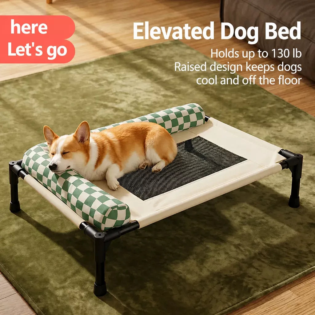 Portable Elevated Pet Cot Bed with Removable Cushion