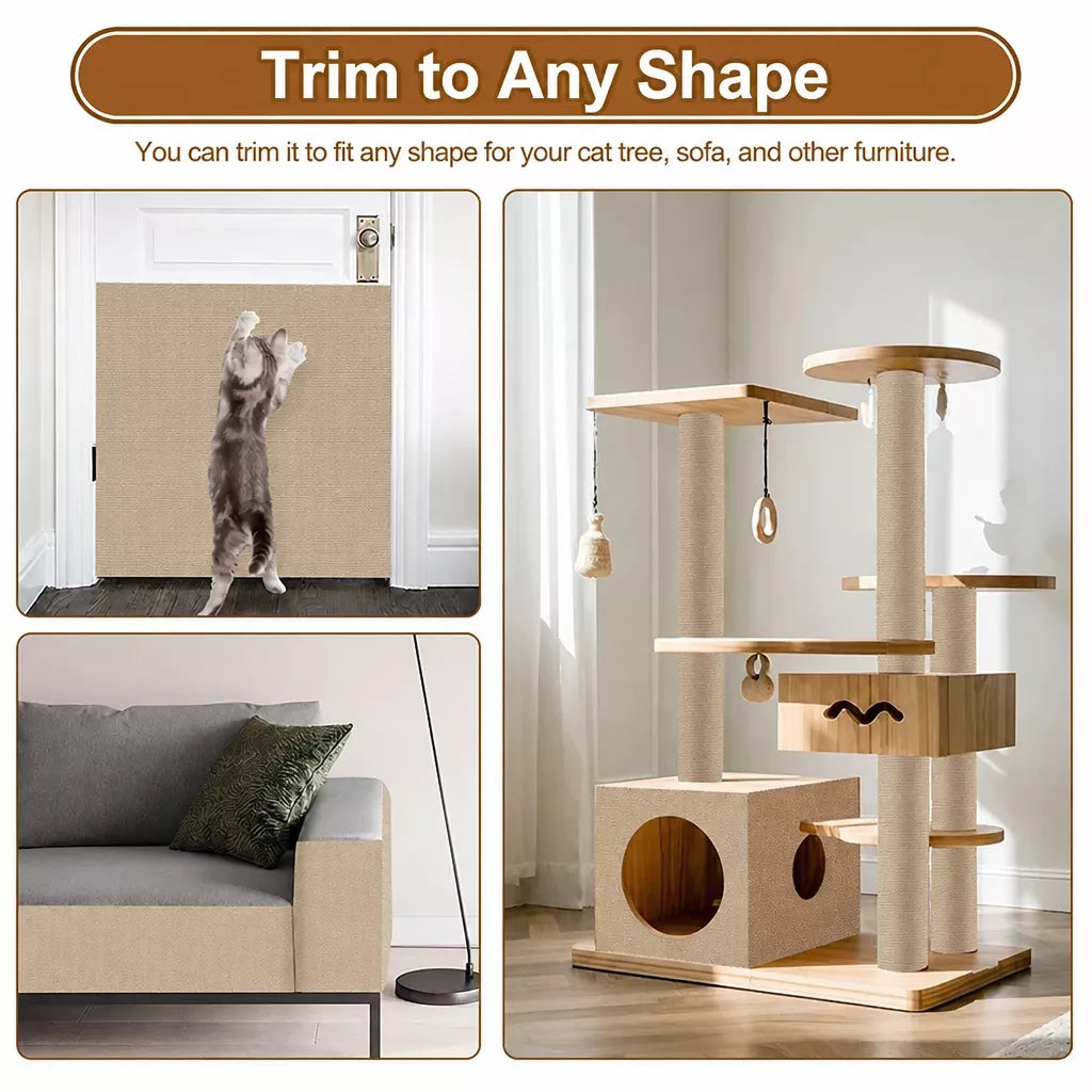 Wall-Mounted Cat Scratching Mat with Hook-and-Loop Attachment