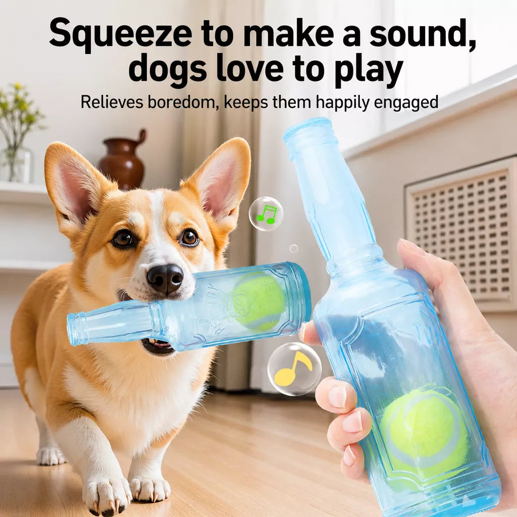 Small Dog Squeaky Bottle Toy with Tennis Ball