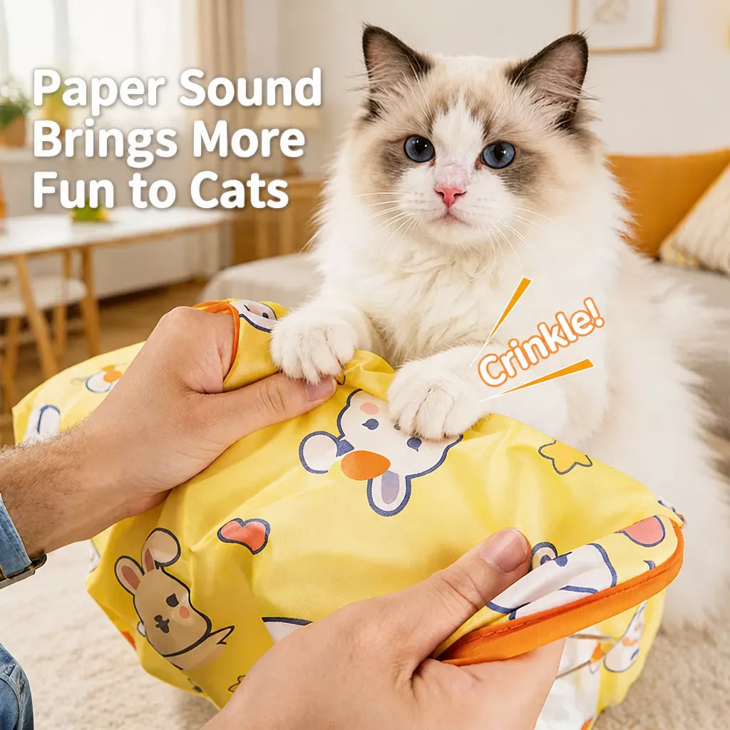 Crinkle Cat Hideaway Bag & Play Tunnel