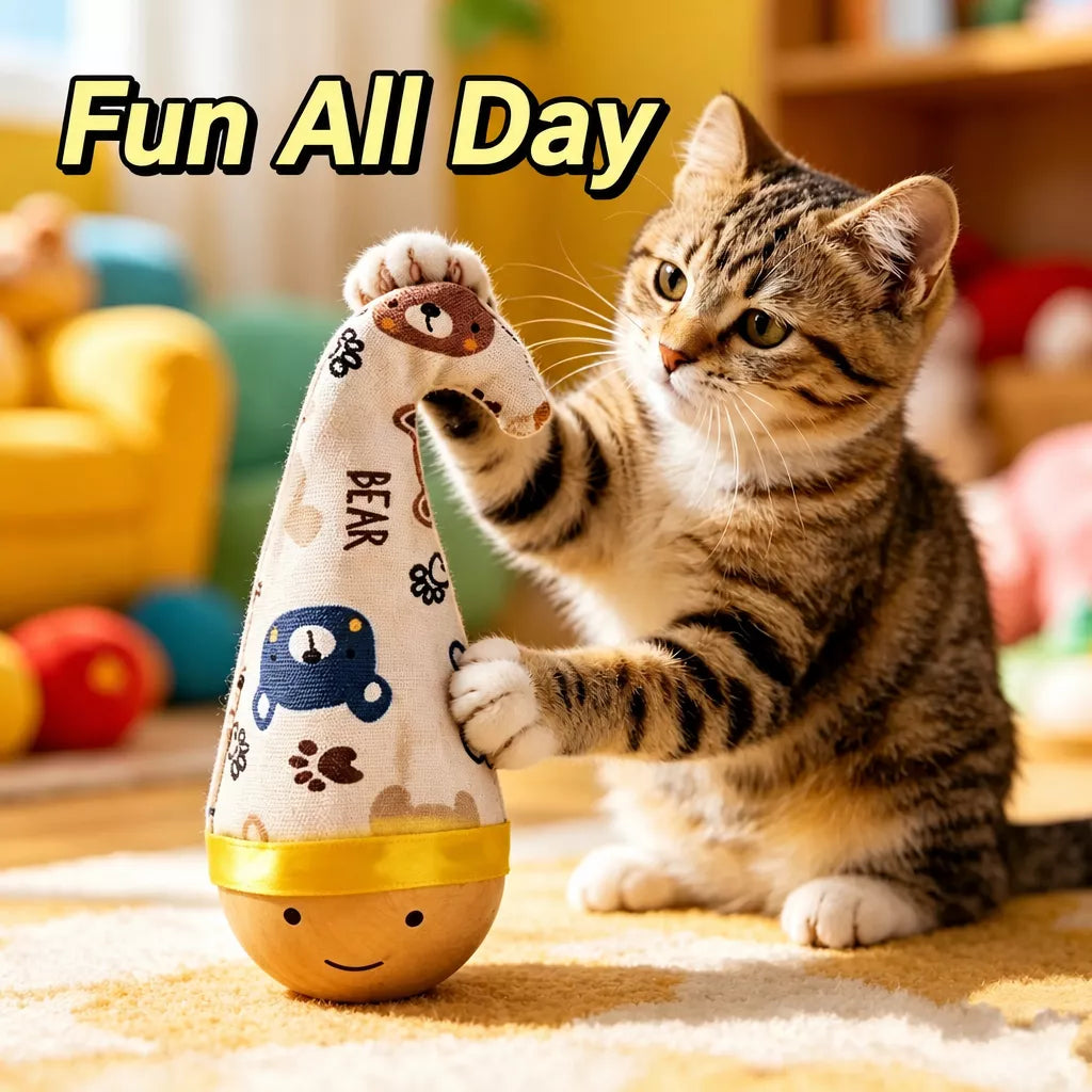 Wobble Cat Toy with Feather Teaser