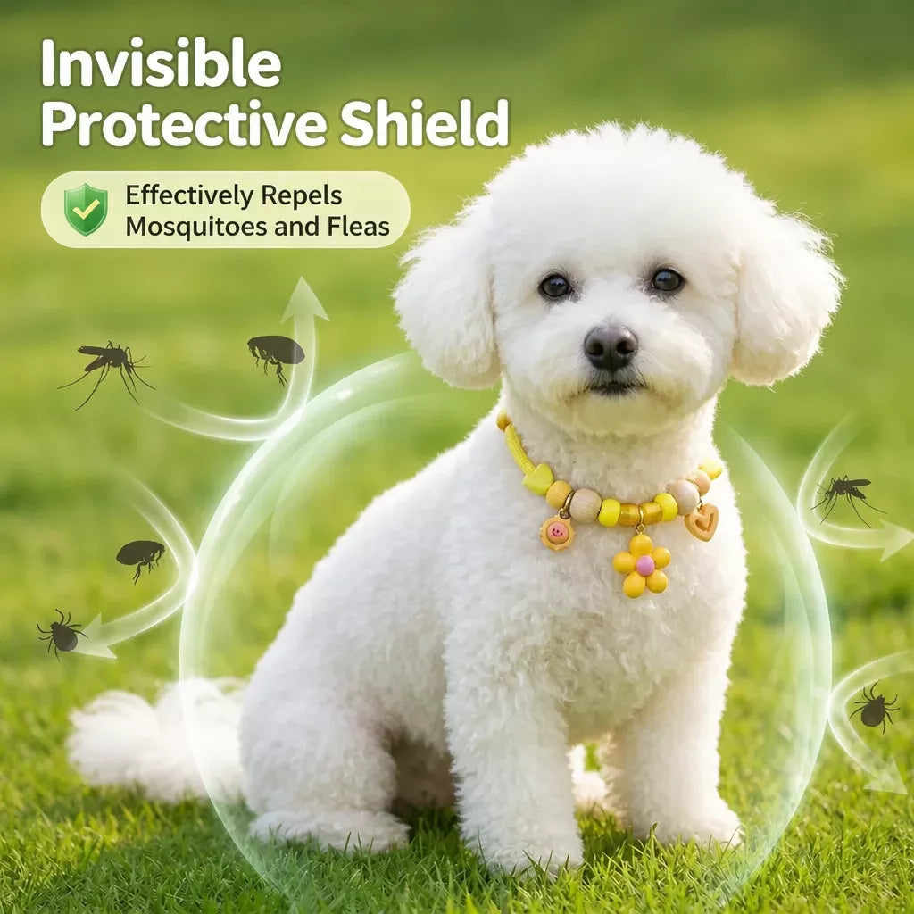 Adjustable Dog & Cat Collar with Bell and Wood Accent