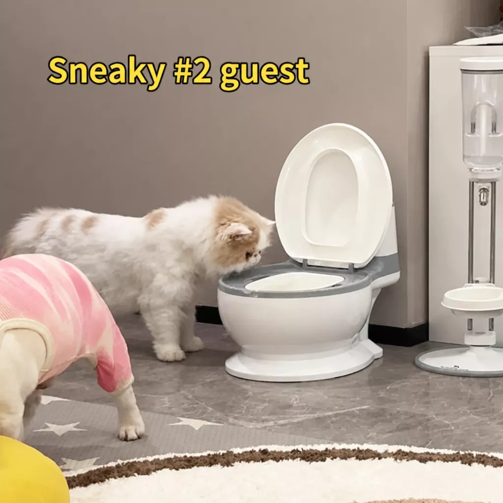 Toilet-Shaped Pet Water Bowl with Wide Opening