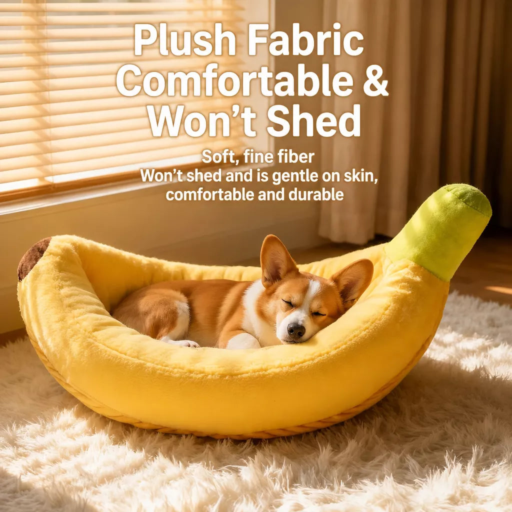 Banana-Shaped Pet Bed for Small to Medium Dogs and Cats