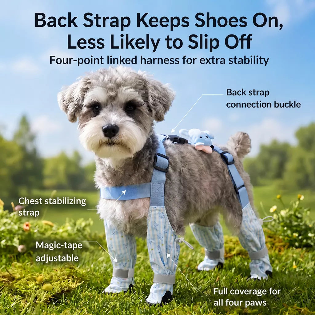 Water-Resistant Dog Jumpsuit with Built-In Paw Covers