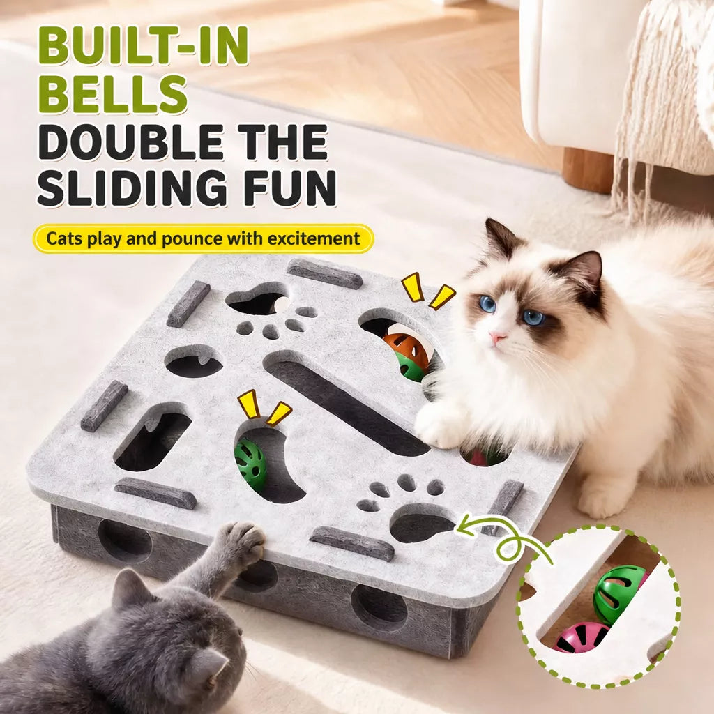 Interactive Plush Cat Toy with Three Bells