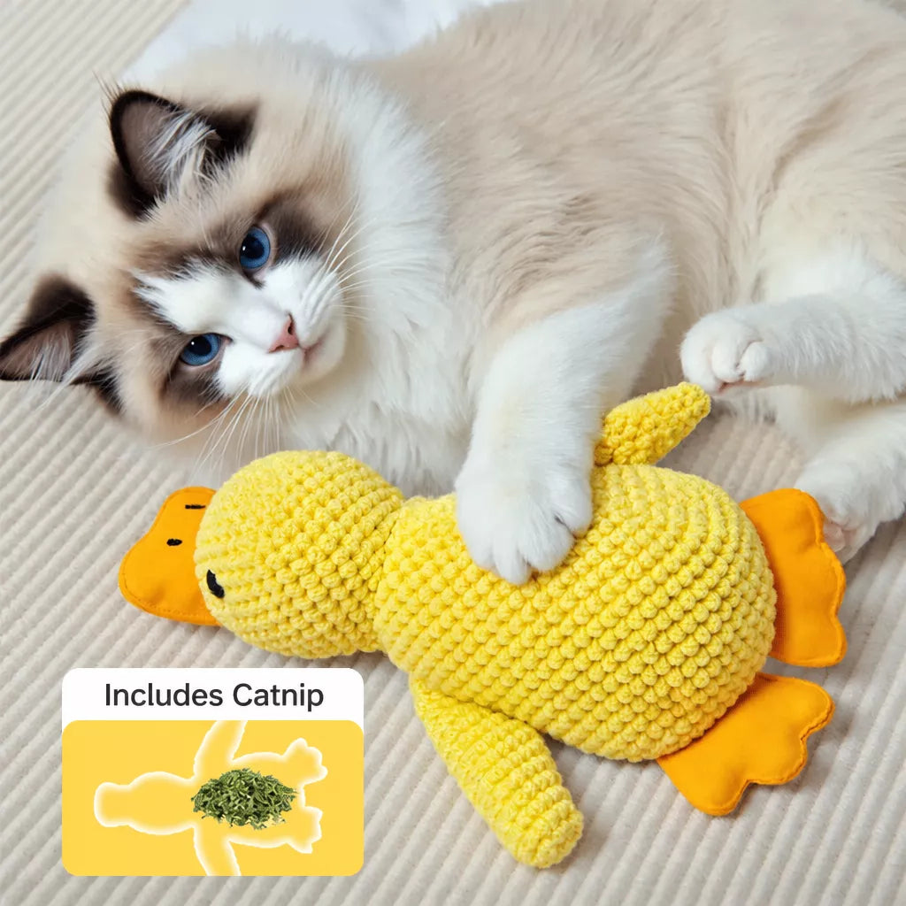 Plush Duck Cat Toy with Crinkle Paper and Catnip