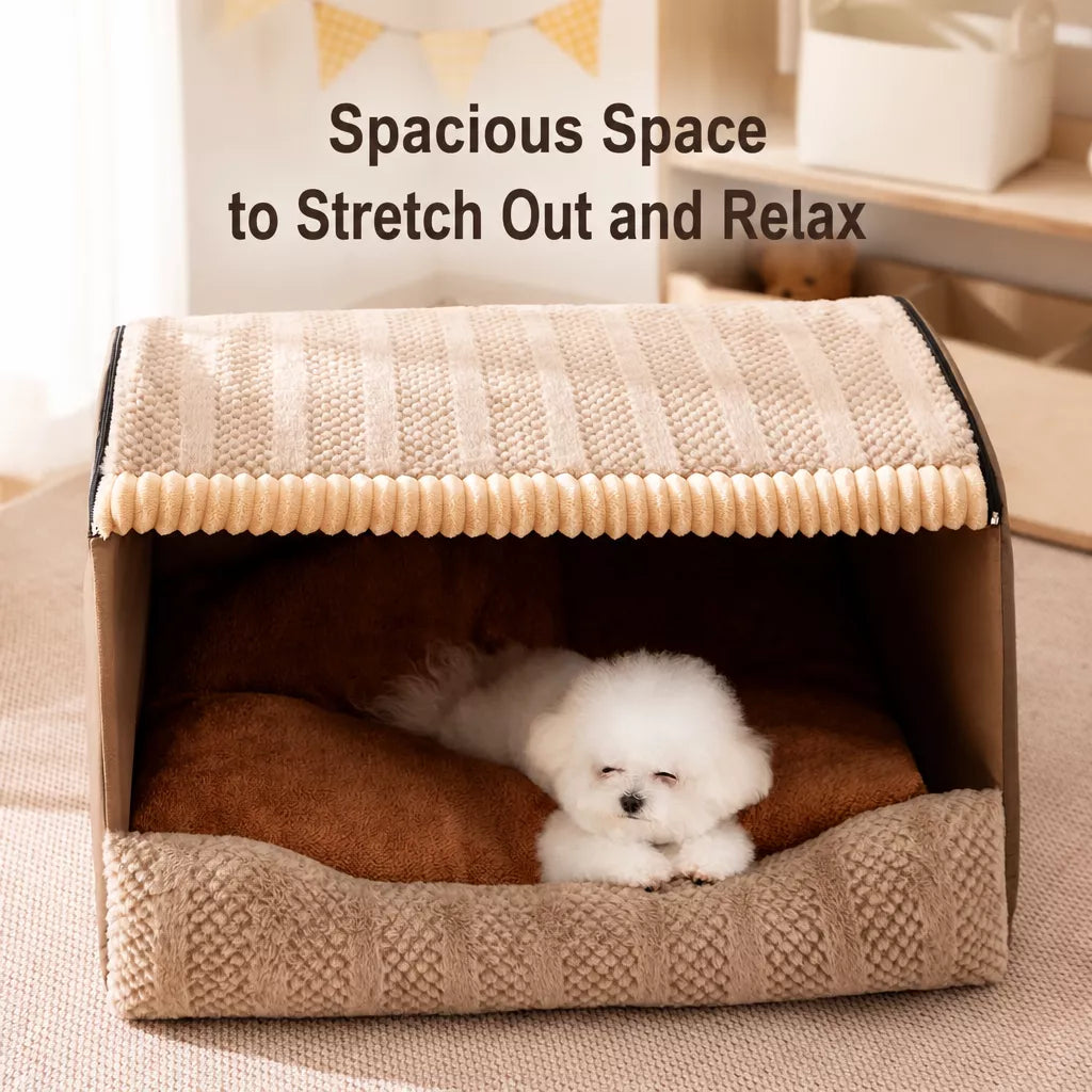 Covered Pet Bed for Dogs and Cats