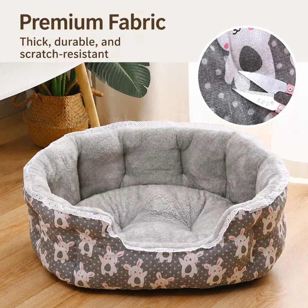 Semi-Enclosed Plush Sofa-Style Pet Bed for Cats and Small Dogs