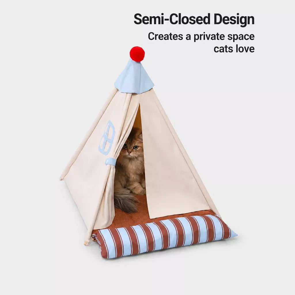 Semi-Enclosed Tent Bed for Small Dogs and Cats