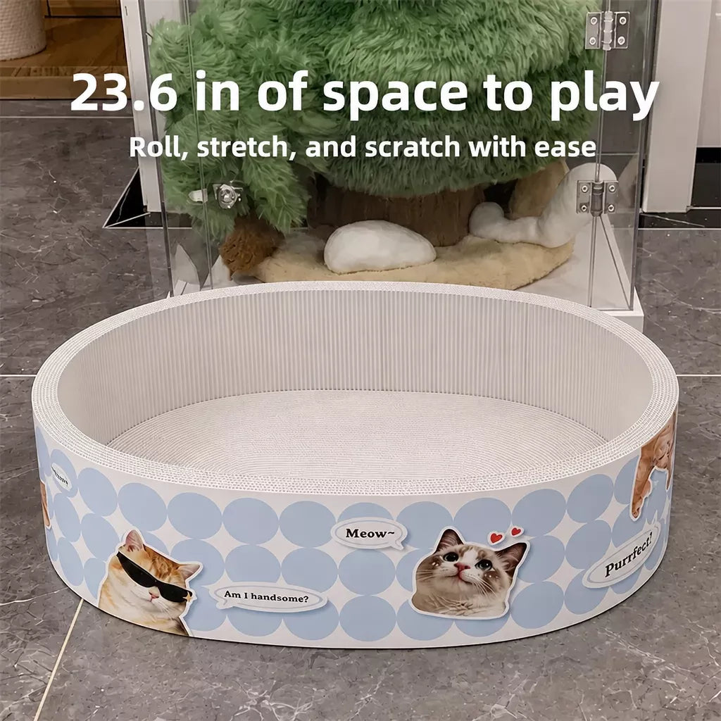 Deep Oval Cardboard Cat Scratcher Bed