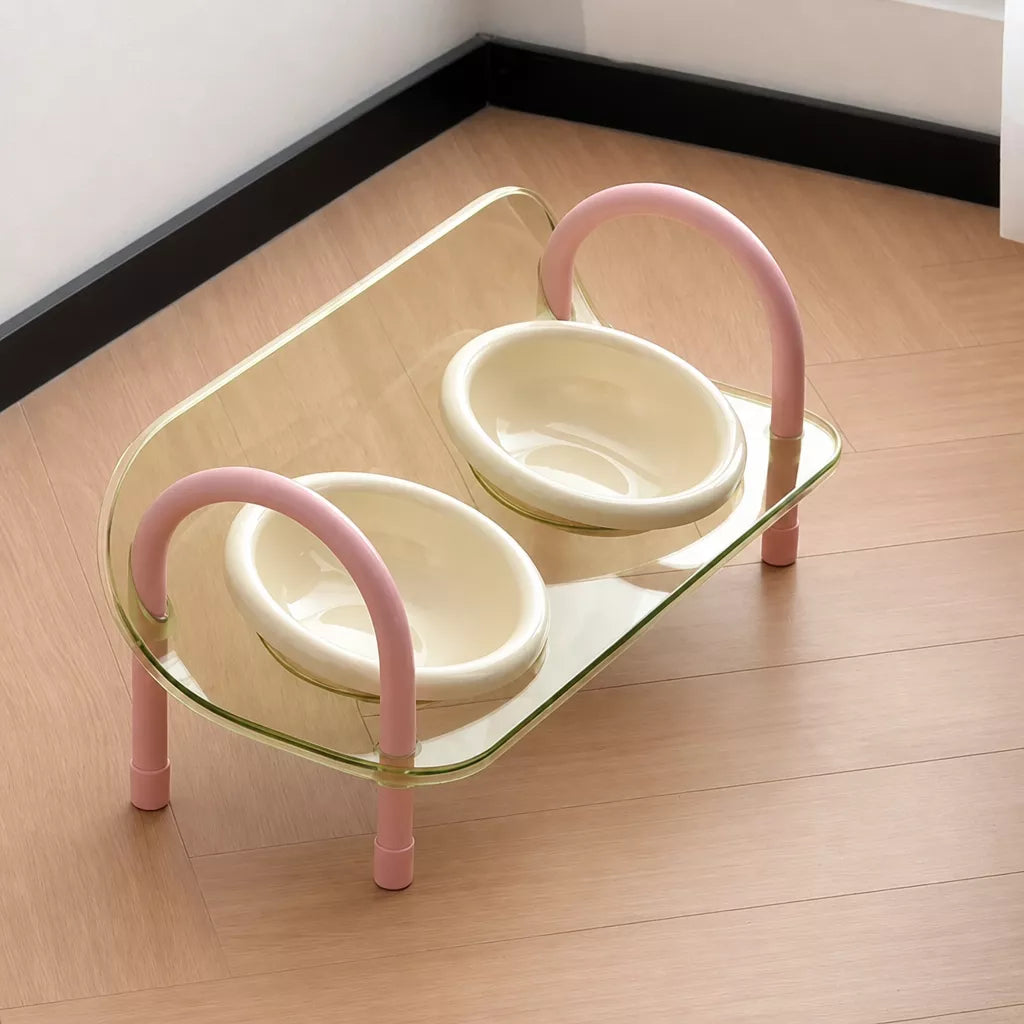 Ceramic Double-Bowl Slow Feeder Set for Pets