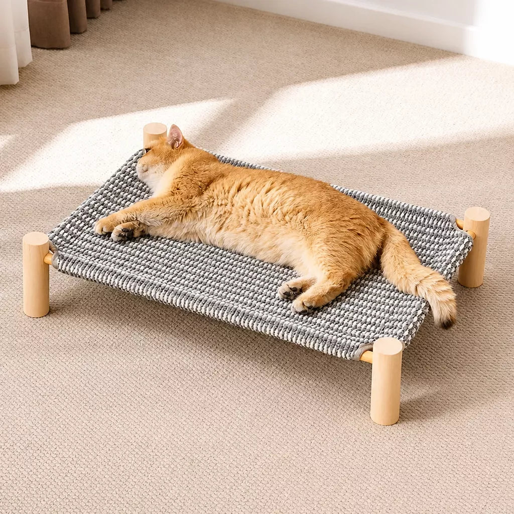 Cot-Style Pet Bed with Scratching Surface