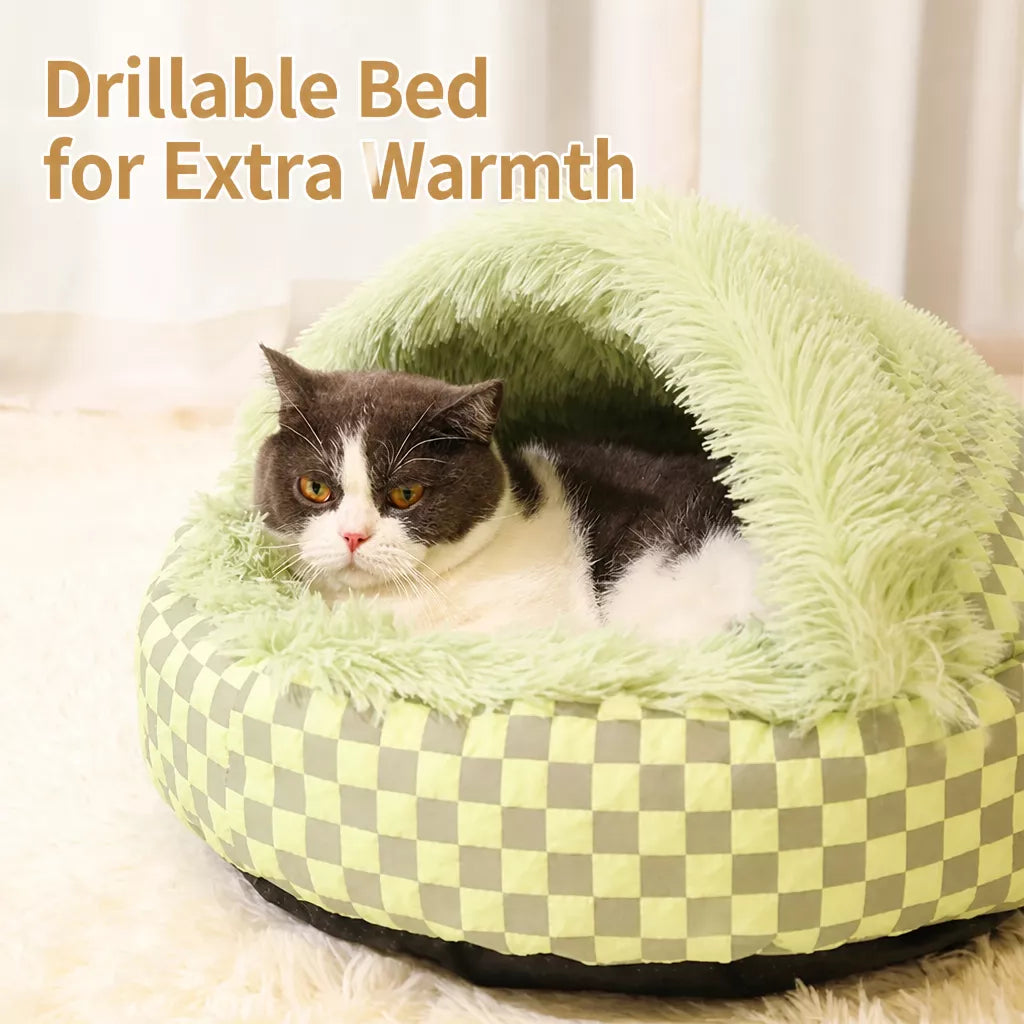Semi-Enclosed Pet Bed for Cats and Small Dogs
