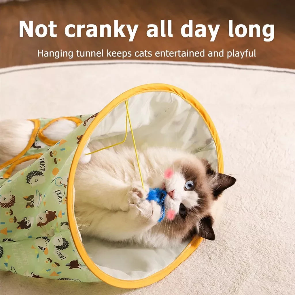 Collapsible Cat Tunnel Toy with Crinkle Paper