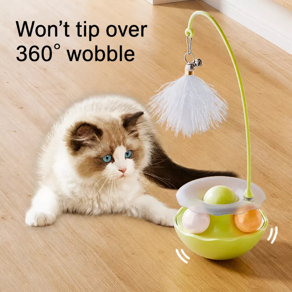 Wobble Cat Toy with Feather Teaser