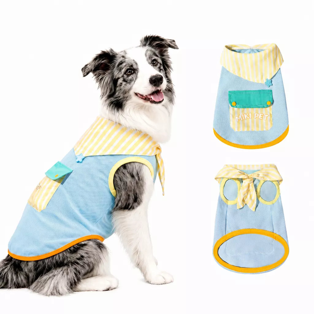 Cotton-Linen Bow Tie Dog Vest