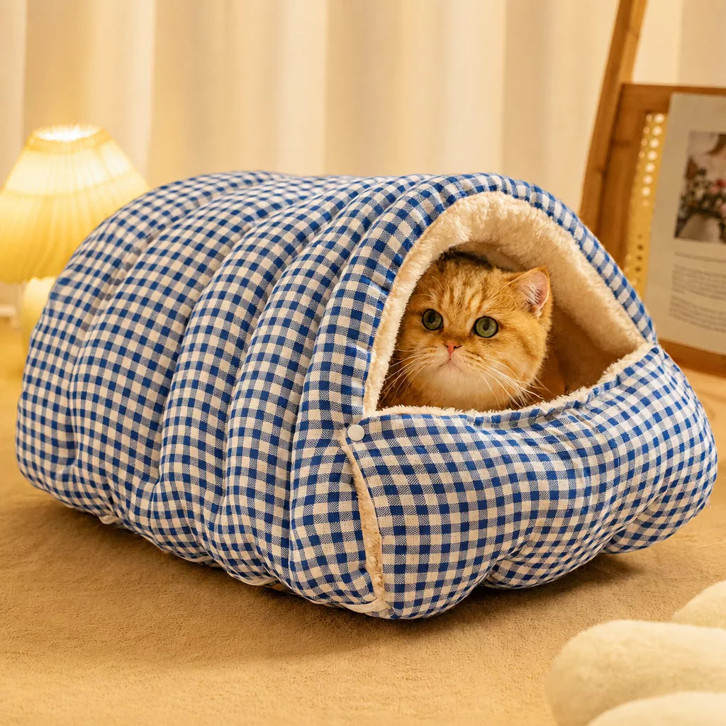 Semi-Enclosed Cat & Small Dog Bed with Removable, Washable Design