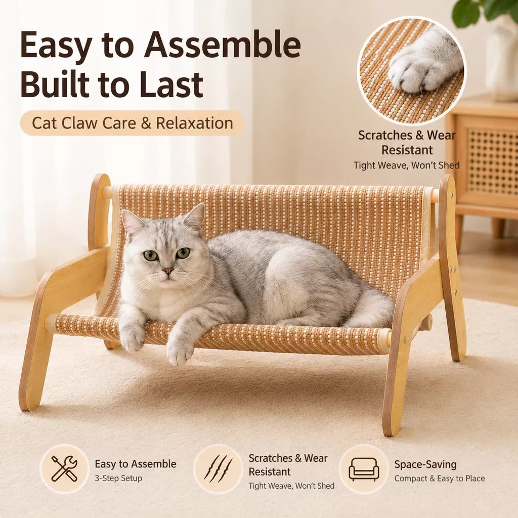 Cat Scratcher Lounge with Cotton-Linen Bed