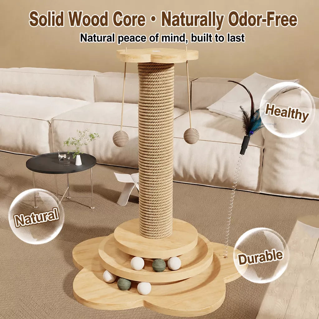 4-in-1 Vertical Cat Scratching Post and Climbing Tower
