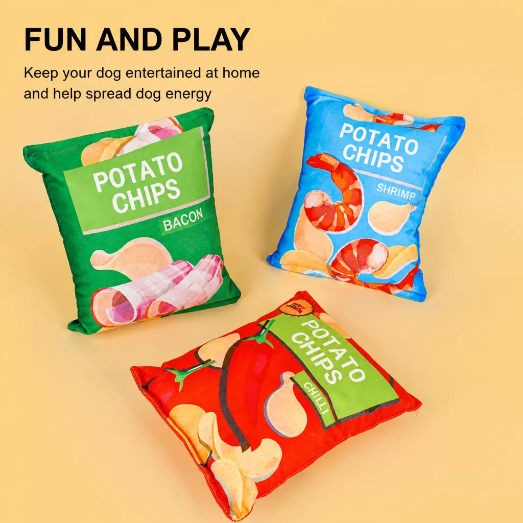 Plush Squeaky Potato Chip Toy for Dogs and Cats