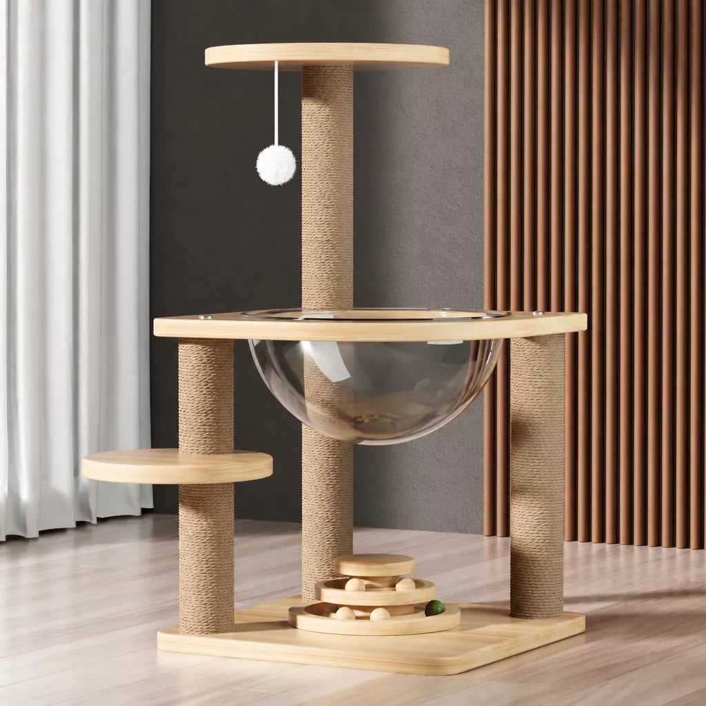 Cat Tree with Space Capsule Hideaway and Scratching Post
