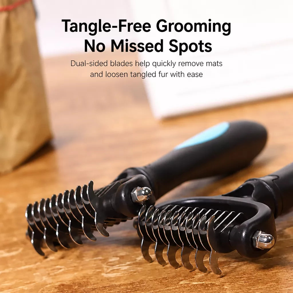 Long-Hair Dog Deshedding Rake Brush