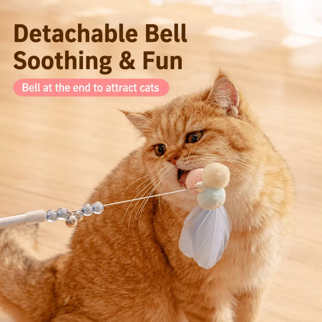 Feather Cat Teaser Wand Toy with Bell