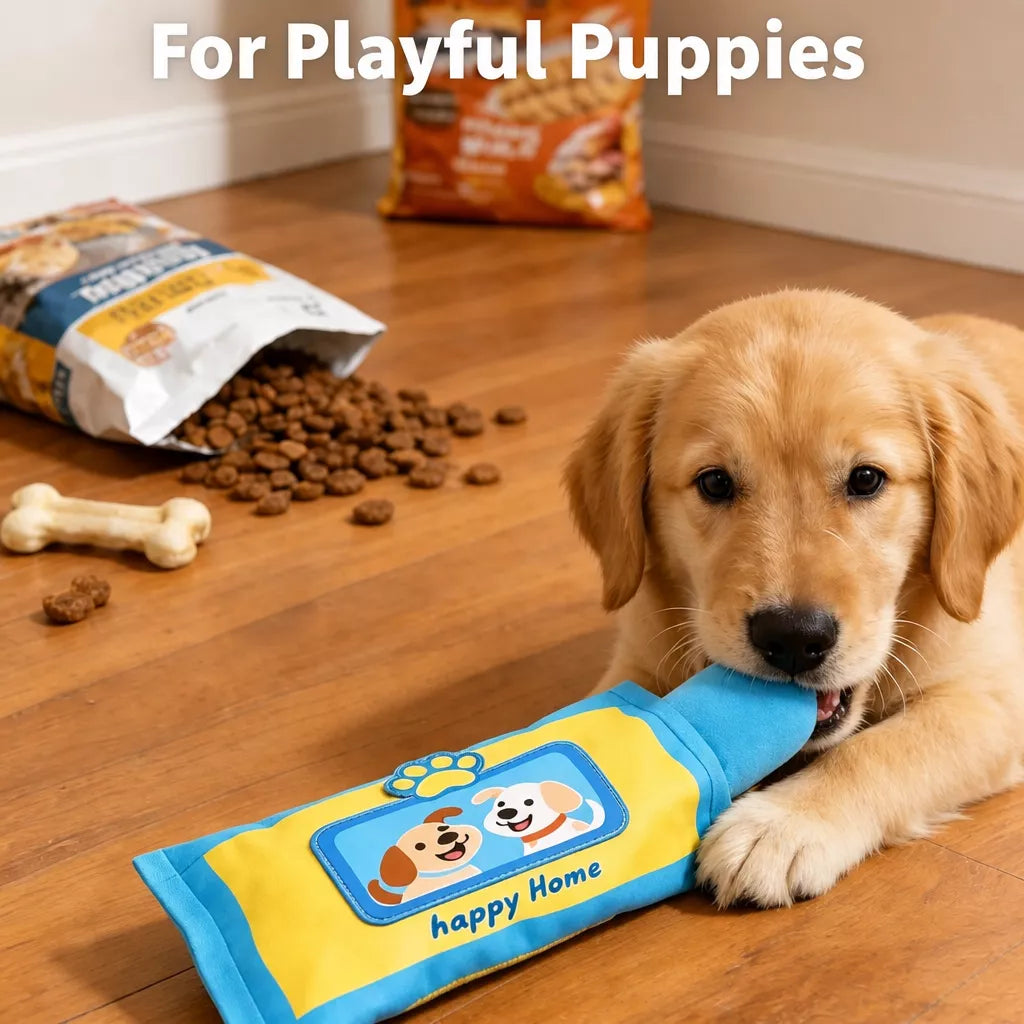 Interactive Tissue-Pulling Dog Toy with Treat Pocket and Squeaker