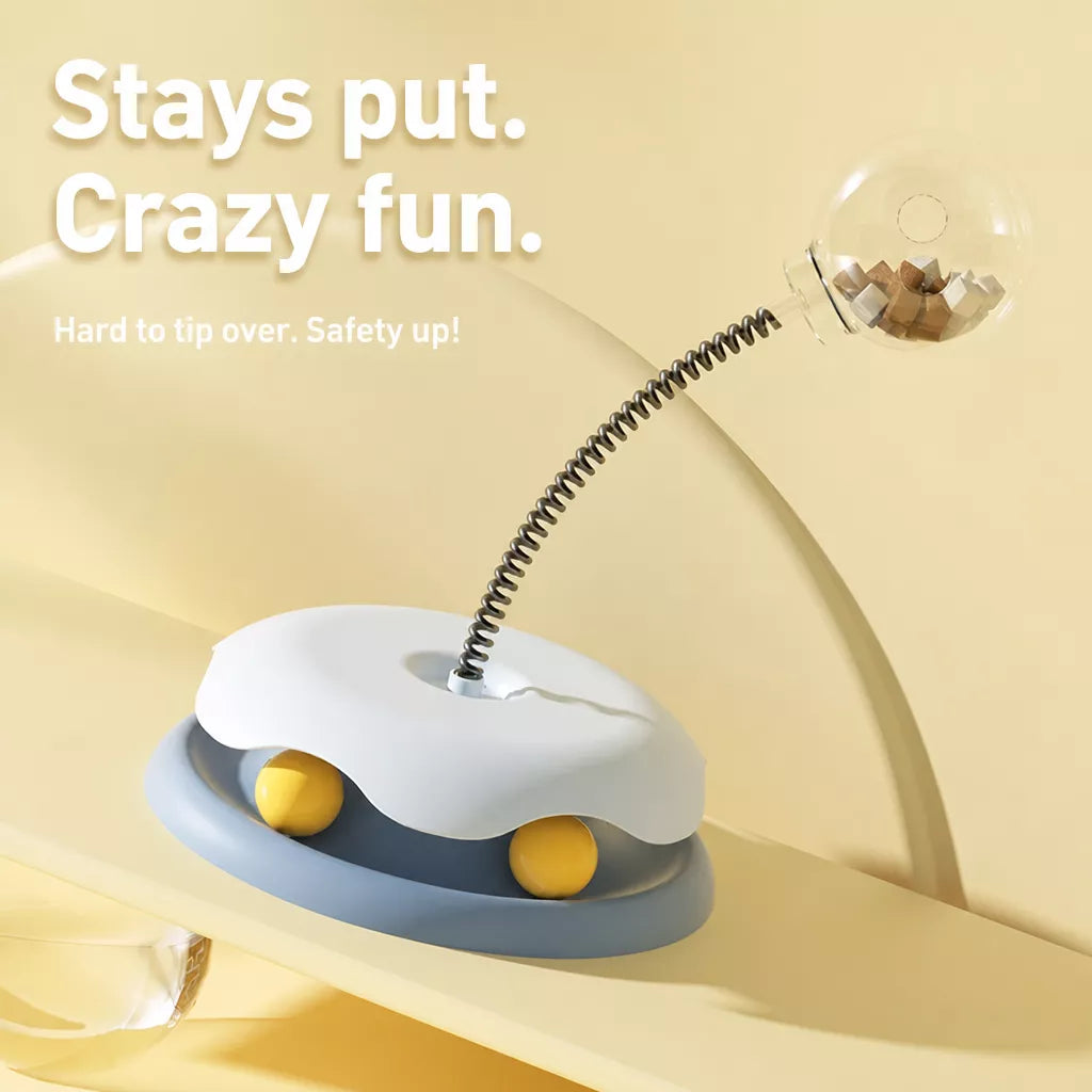 Interactive Cat Treat Spinner Toy with Teaser and Yarn Ball Options